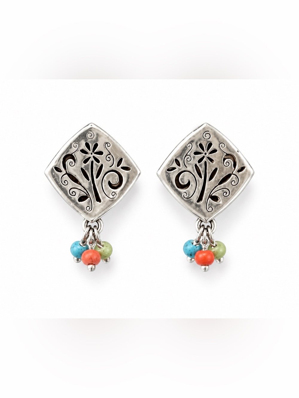 Brighton Sunkissed Flower Bead Post Earrings Dangle - Retired